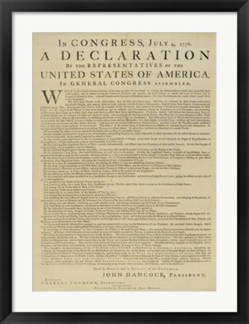 Framed Art United States Declaration of Independence Wall Decor 18x24 Artwork